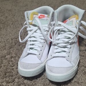 Nike White and Gray High-Top Sneakers